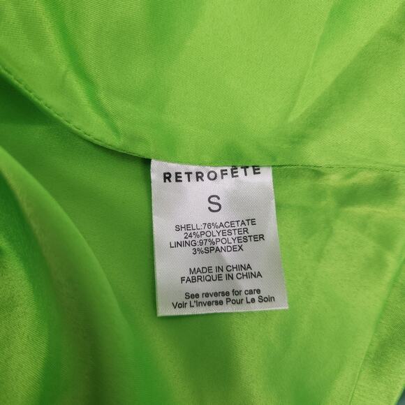 Retrofete Saige Double Breasted Blazer in Lime Punch Green Size Small NWT Satin - Picture 11 of 15